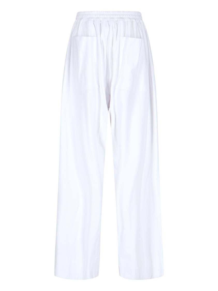 Duran Lantik High-waisted White Cotton Trousers With Draped Details