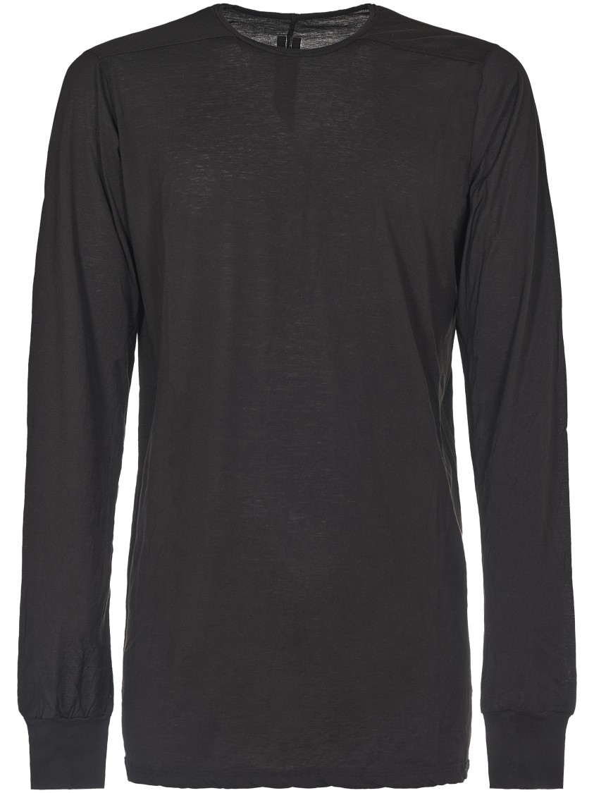 Rick Owens Drkshdw Drkshdw By Rick Owens Long-sleeved Black Top With Asymmetrical Seam In Gray