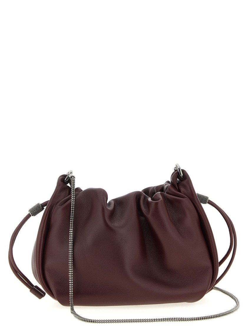 Brunello Cucinelli Bucket Mellow' Mini Crossbody Bag In Burgundy