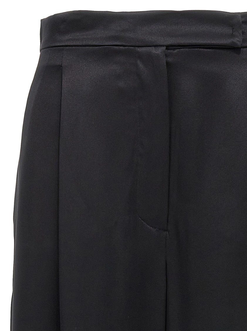 Max Mara High Waist Satin Finish Wide Leg Trousers In Black