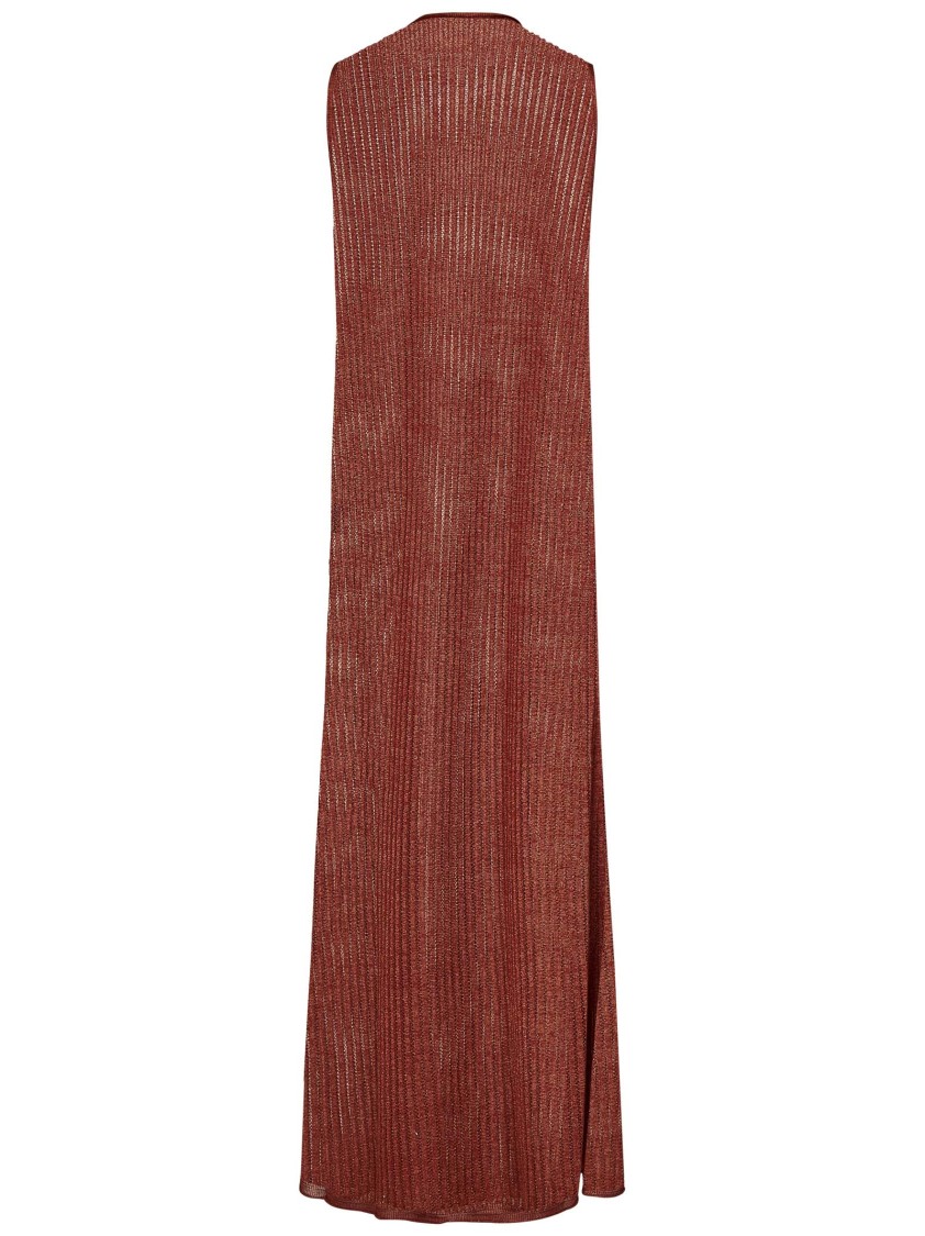 Fisico Cristina Ferrari Fisico Cinnamon Perforated Lurex Knit Maxi Dress