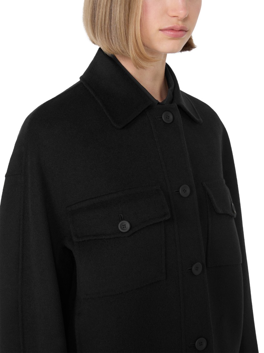 Max Mara Classic Button-up Jacket With Structured Collar In Black
