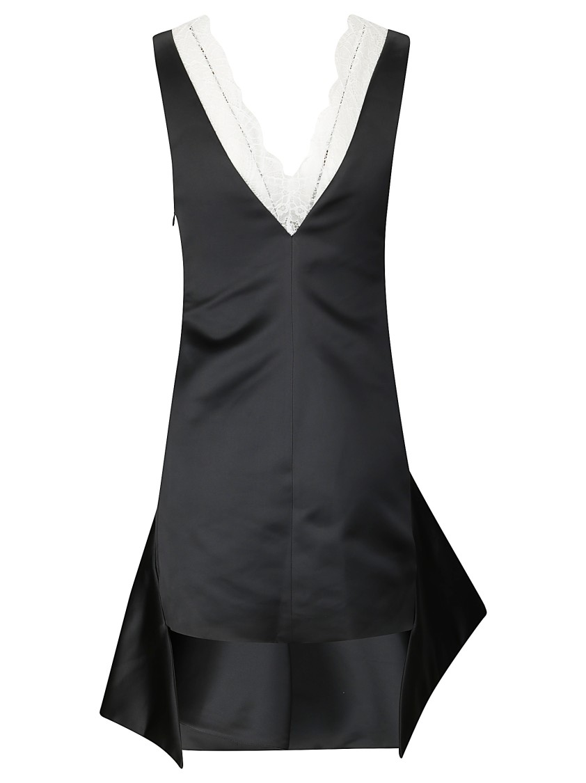 Jw Anderson J. W. Anderson V-neck With Lace Short Sleeveless Dress In Black