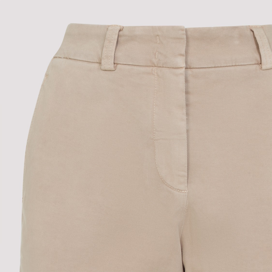 Peserico Beige Stretch Cotton Pants With Turn-up Hems In Brown