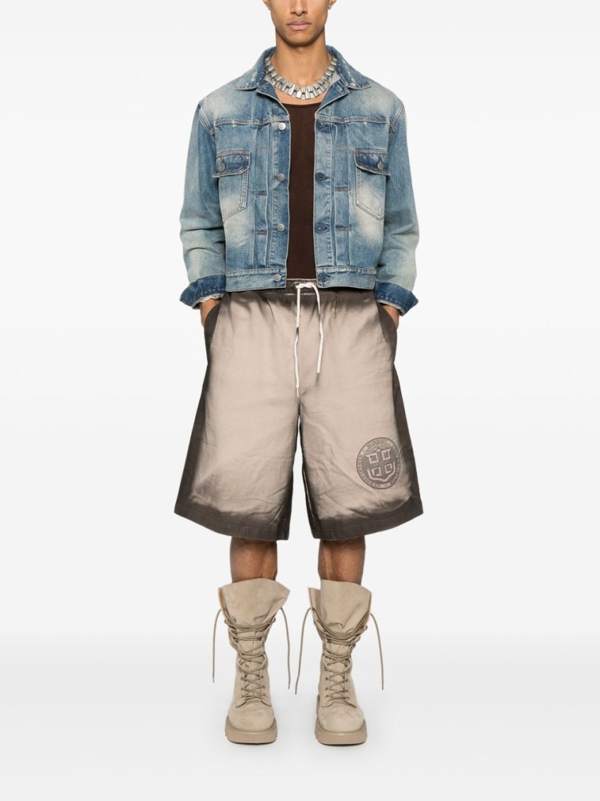 Shop Misbhv Gradient Beige Shorts With Elastic Waistband In Neutrals
