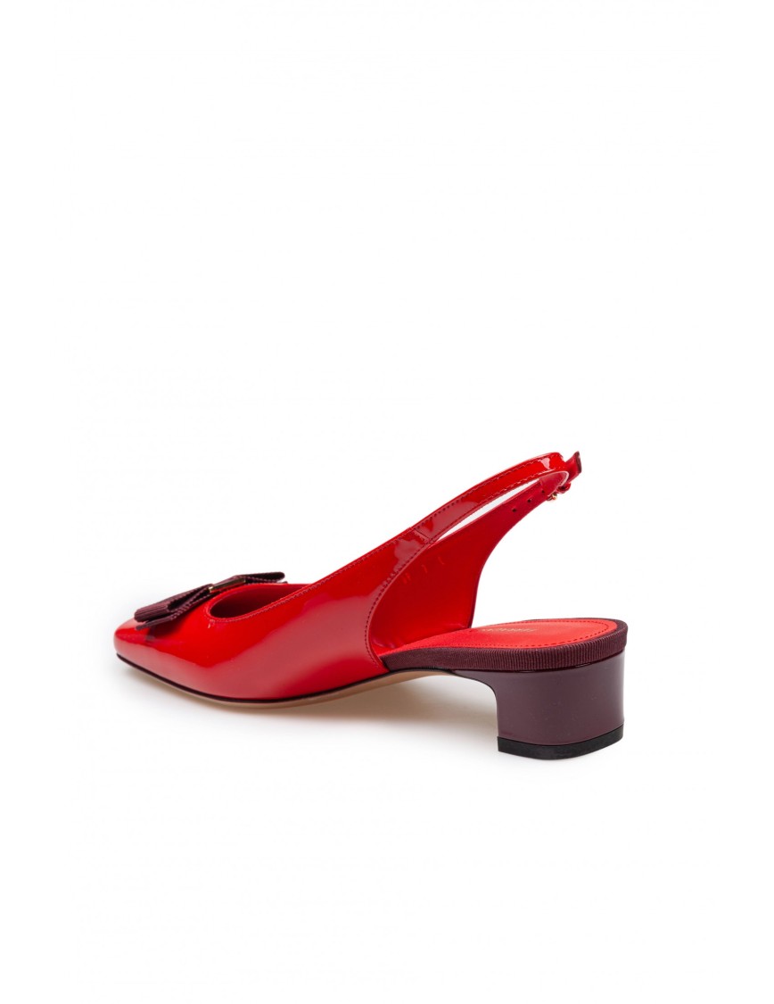 Ferragamo Rivada 30 Patent Leather Slingback Pumps In Red