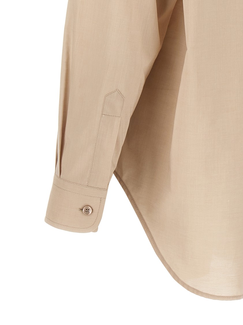Moschino Slightly Loose-fitting Cotton Shirt With Patch Pocket In Neutral