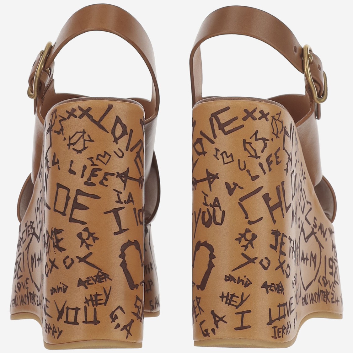 Shop Chloé Maxime Wedge Sandals In Brown