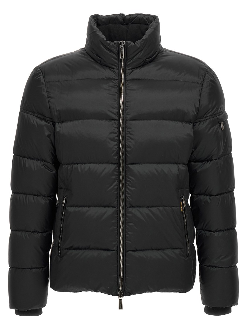 Moorer Quilted Hooded Jacket Removable Hood In Black