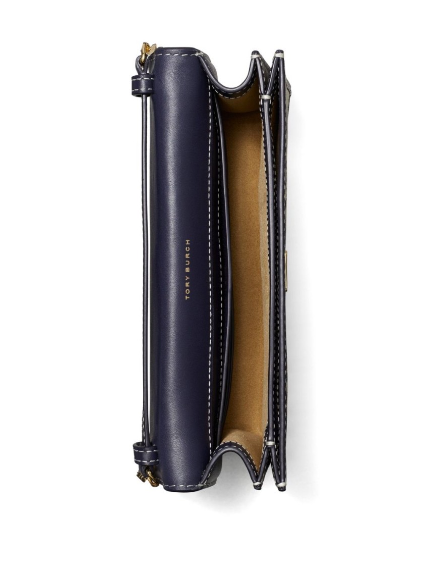 Tory Burch T-monogram Envelope Wallet On Chain In Gray