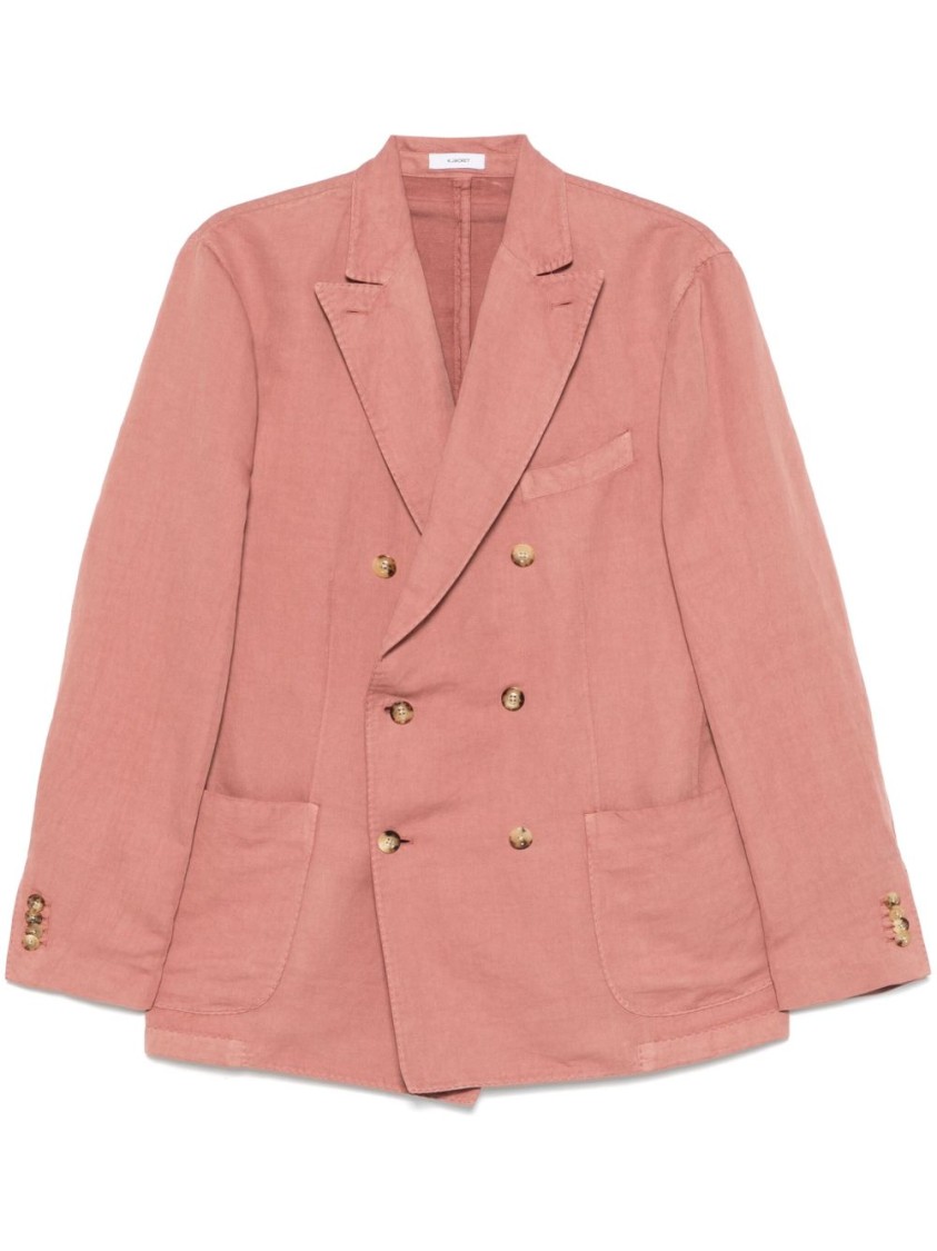 Boglioli Double-breasted Tailored Black Jacket With Fabric Blend In Pink