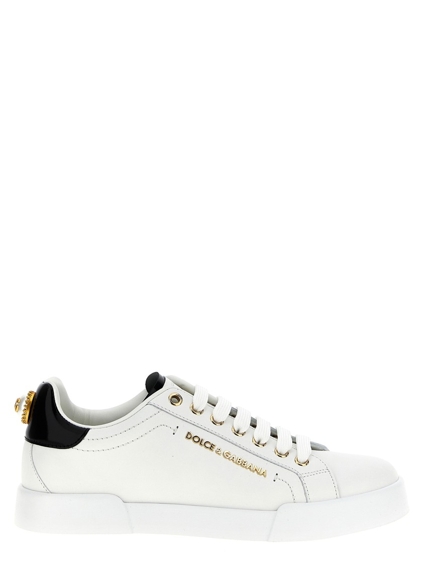 Dolce & Gabbana Dolce&gabbana White And Gold Low Sneakers In White