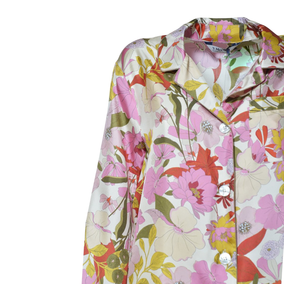 Max Mara Alan Pajama Shirt In Pink Printed Silk