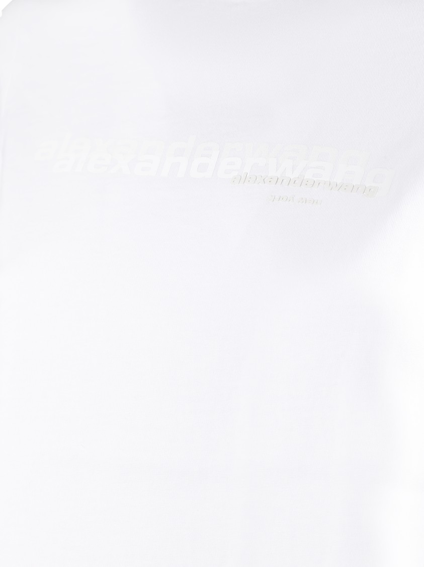 Alexander Wang Fitted Shrunken Tee With Classic Crew Neckline In White