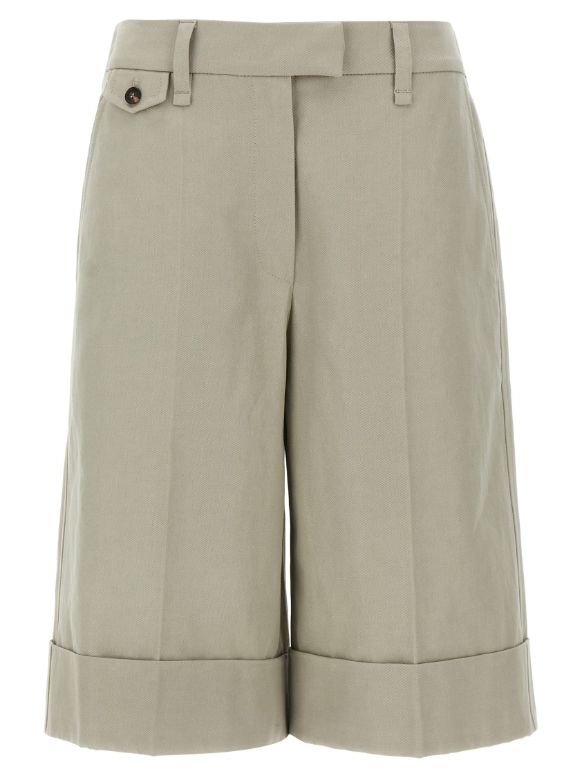 Brunello Cucinelli Bermuda Shorts With Monile Detail In Neutral