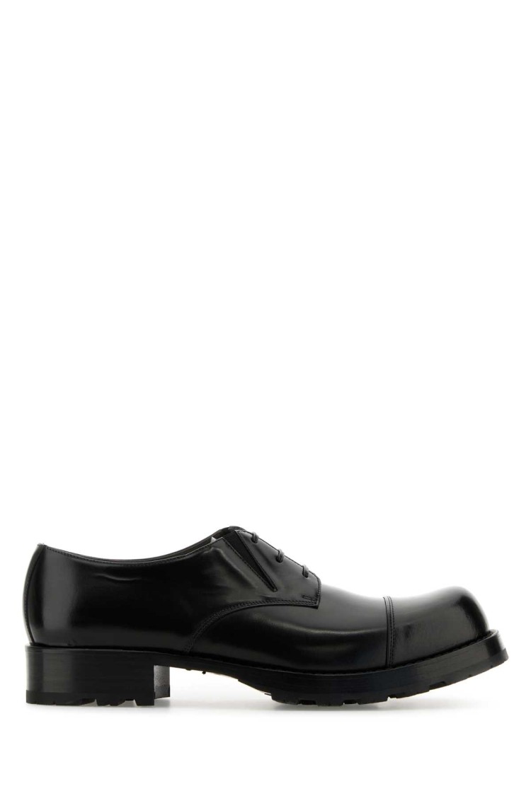 Random Identities Black Leather Lace-up Shoes In Black