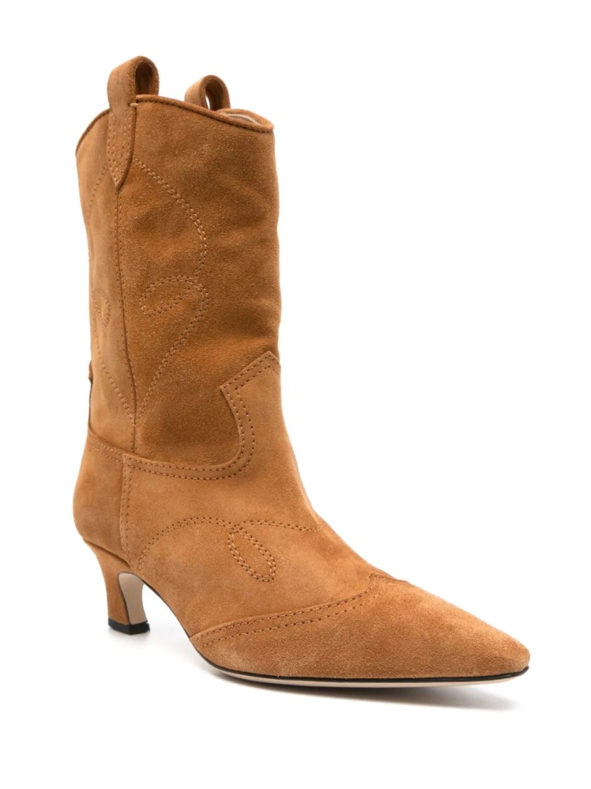 Ermanno Scervino Western-inspired Ankle Boots With Pointed Toe In Brown