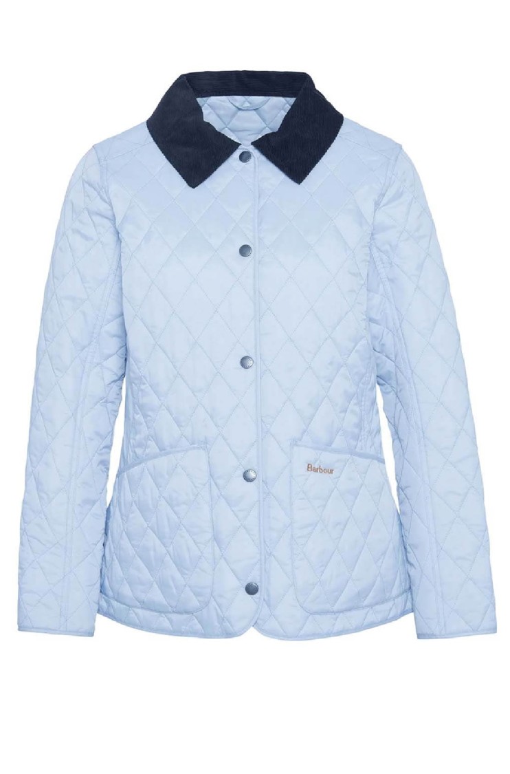 Barbour Quilted Jacket With Classic Diamond Pattern In Blue
