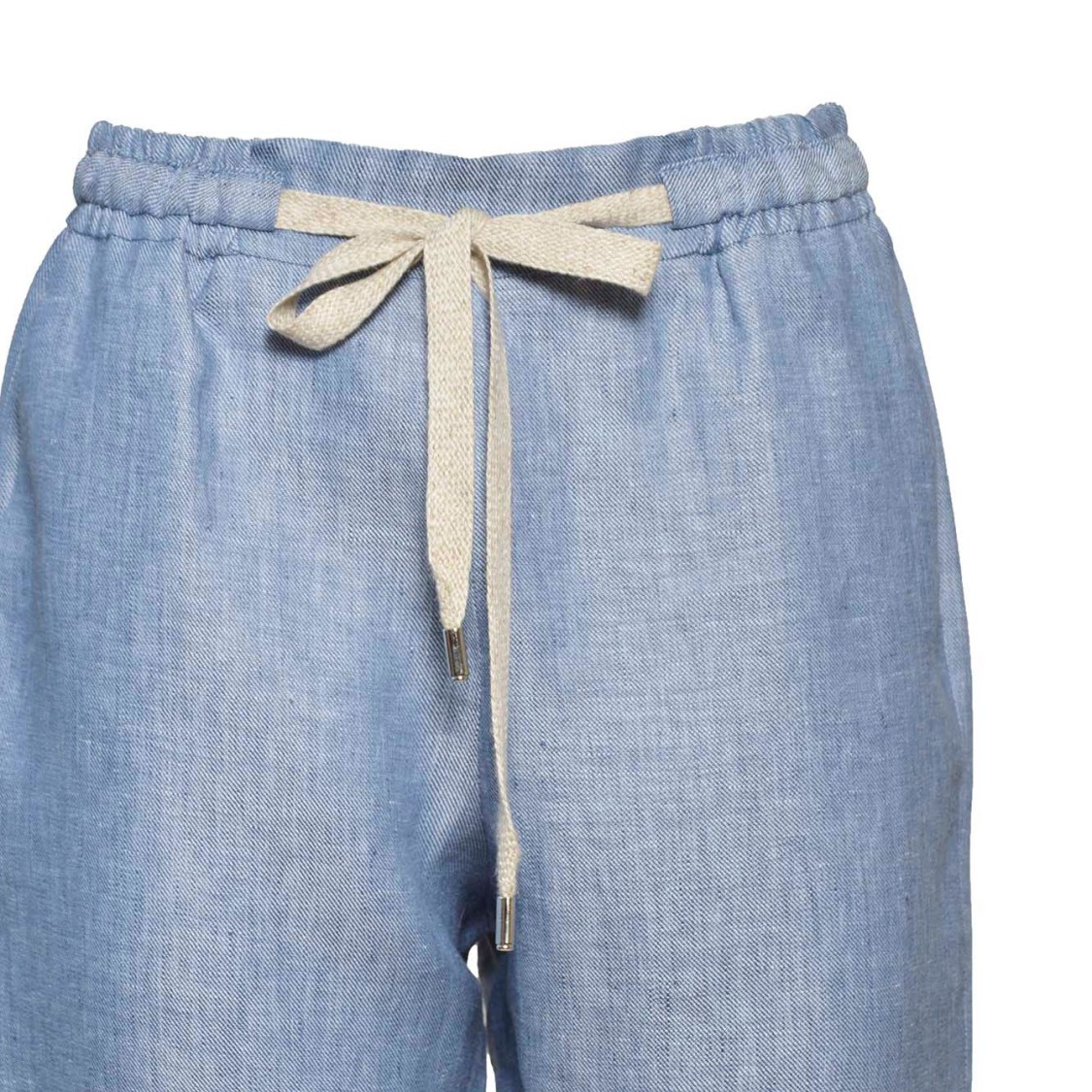 BARBA NAPOLI BARBA JOKE STRAIGHT TROUSERS IN LIGHT BLUE LINEN 