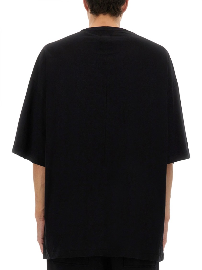 Shop Champion X Rick Owens Oversized Black T-shirt With Contrasting Bold Text