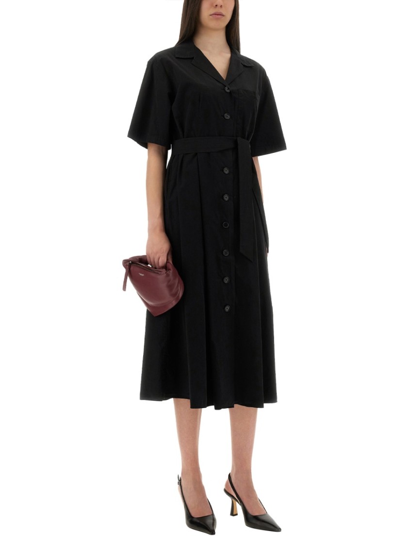 ASPESI ASPESI BUTTON-DOWN MIDI DRESS WITH BELTED WAIST