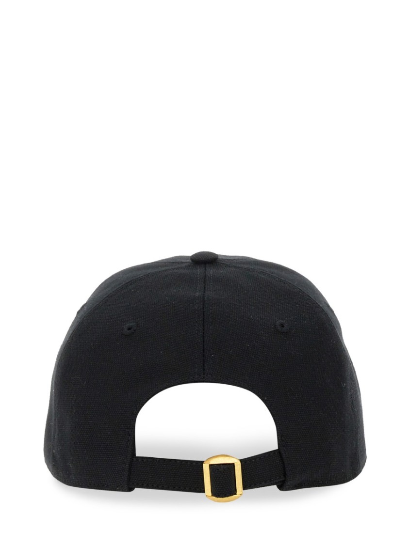Valentino Garavani Black Hat With Logo On The Front In Cotton Man