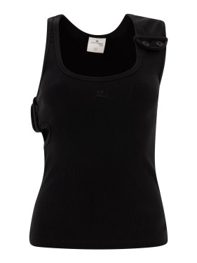 Courrèges Ribbed Black Dress With Blue Accents | THE LIST