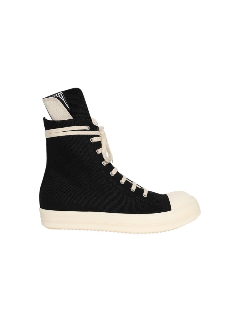 RICK OWENS DRKSHDW DRKSHDW BY RICK OWENS HOLLYWOOD HIGH TOP SNEAKERS BLACK AND MILK