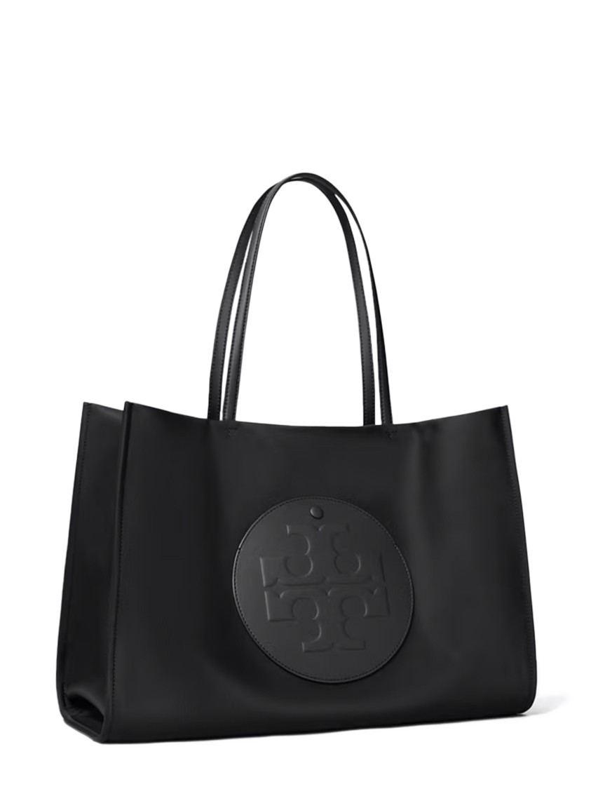 Tory Burch Spacious Black Tote With Embossed Logo And Sturdy Handles In Black
