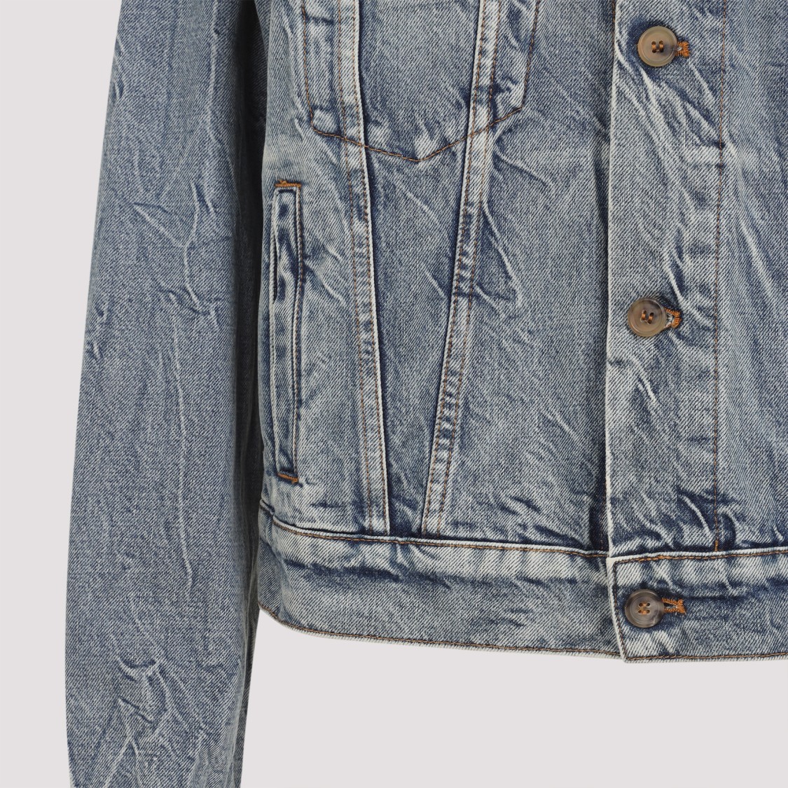 Miu Miu Cropped Denim Jacket With Distressed Finish In Blue