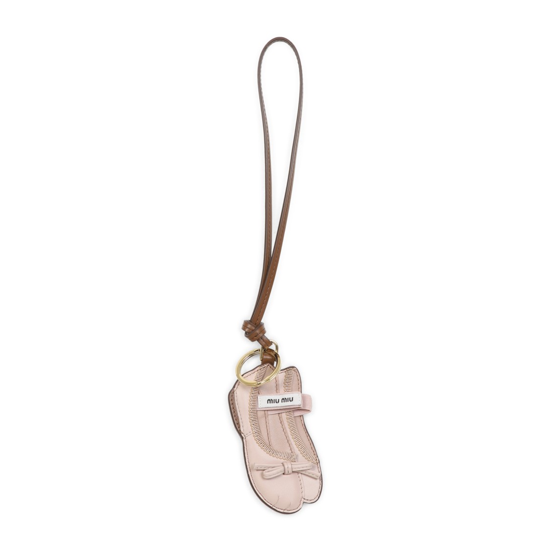 Miu Miu Leather Ballet Shoe Key Ring In Pink