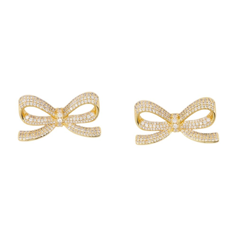 Self-portrait Crystal Bow Earrings In Gold