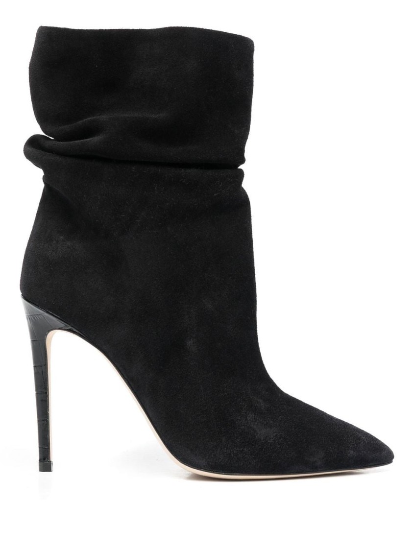 Paris Texas Stiletto Slouchy Ankle Boot In Black