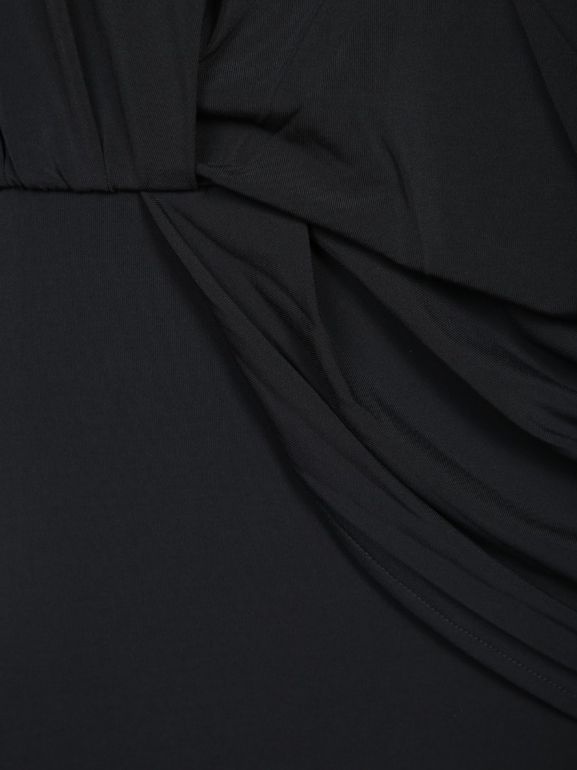 Jacquemus La Robe Peplo Black Long Dress With Square Neck And Cut-out Detail On The Side In Viscose Blend Woma In Black