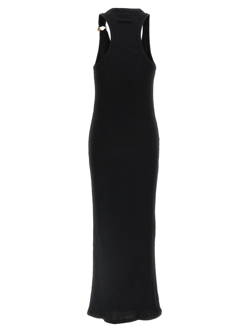 Jean Paul Gaultier Womens Black Ribbed Scoop-neck Cotton-jersey Midi Dress In Black