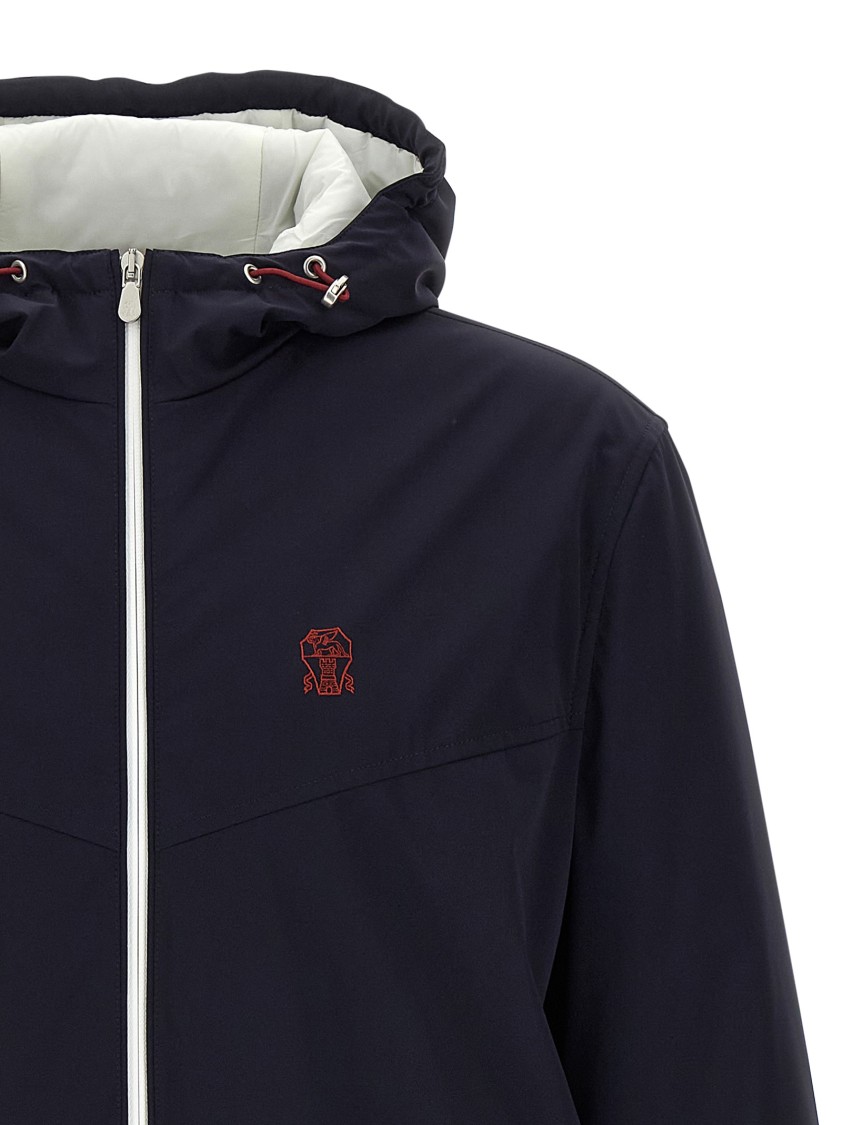 Brunello Cucinelli Waterproof Hooded Jacket In Blue