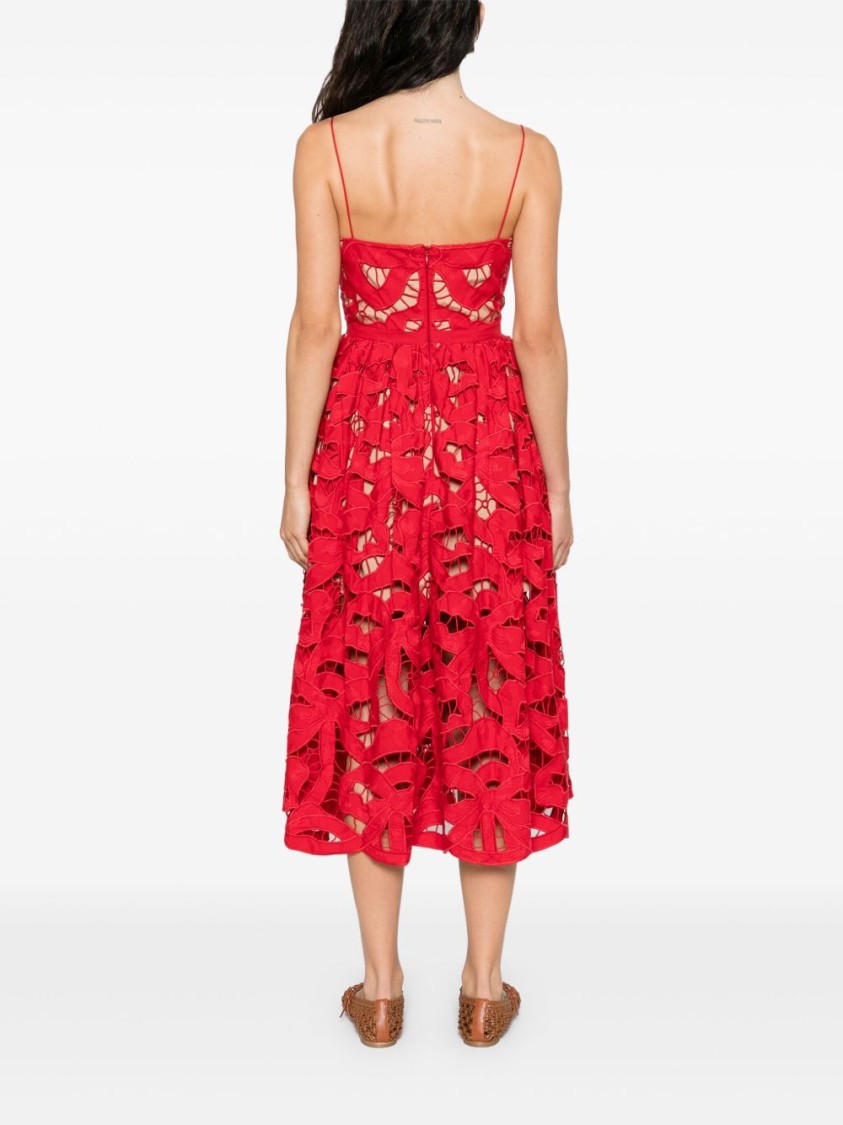 Self-portrait Intricate Cut-out Midi Dress With Removable Belt In Pink