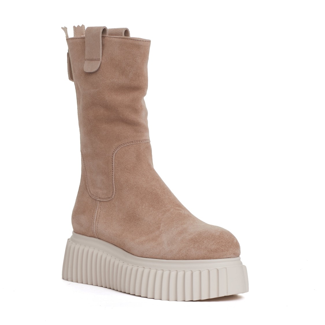 Agl Attilio Giusti Leombruni Agl Beige Suede Ankle Boot White Bottom In Neutrals