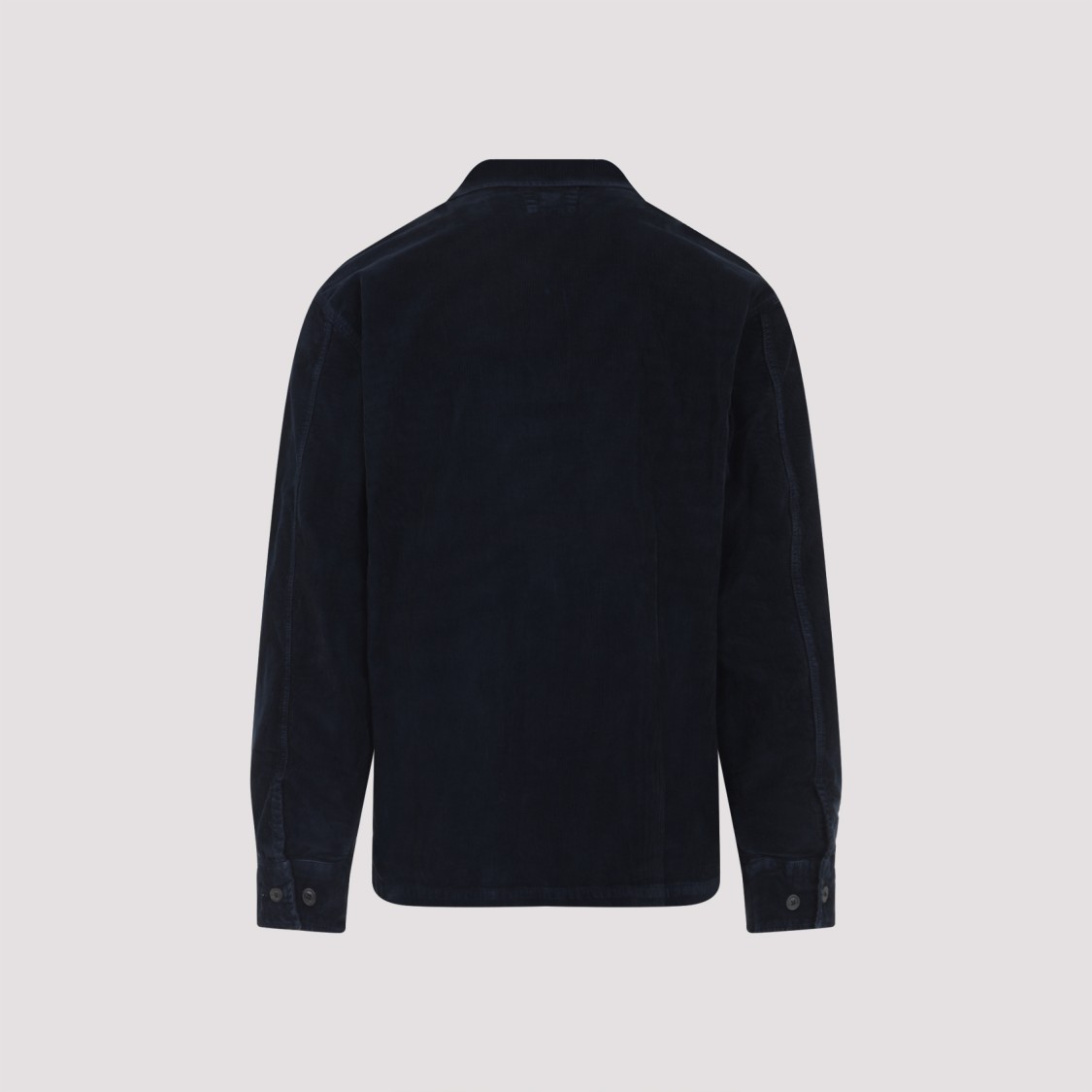 C.p. Company Textured Corduroy Overshirt With Pointed Collar In Blue