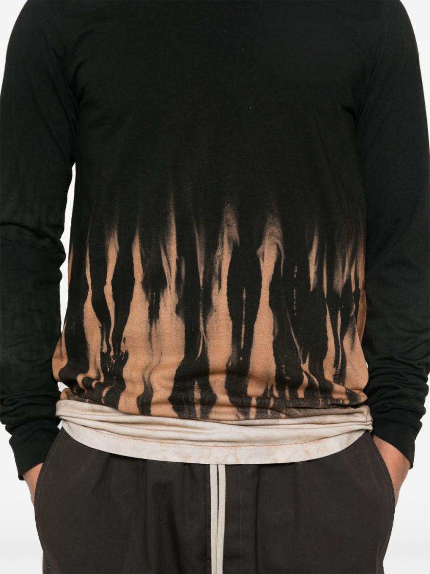 Rick Owens Drkshdw Abstract Print T-shirt Drawstring Detail In Black