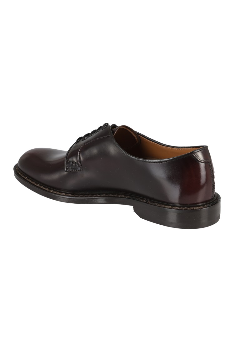 Shop Doucal's Laced Derby Shoe In Burgundy