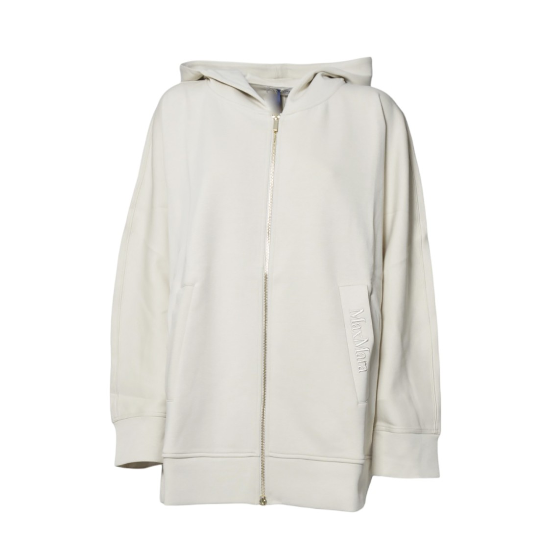 Max Mara Oversized Zip-up Hoodie With Subtle Logo Detail In White