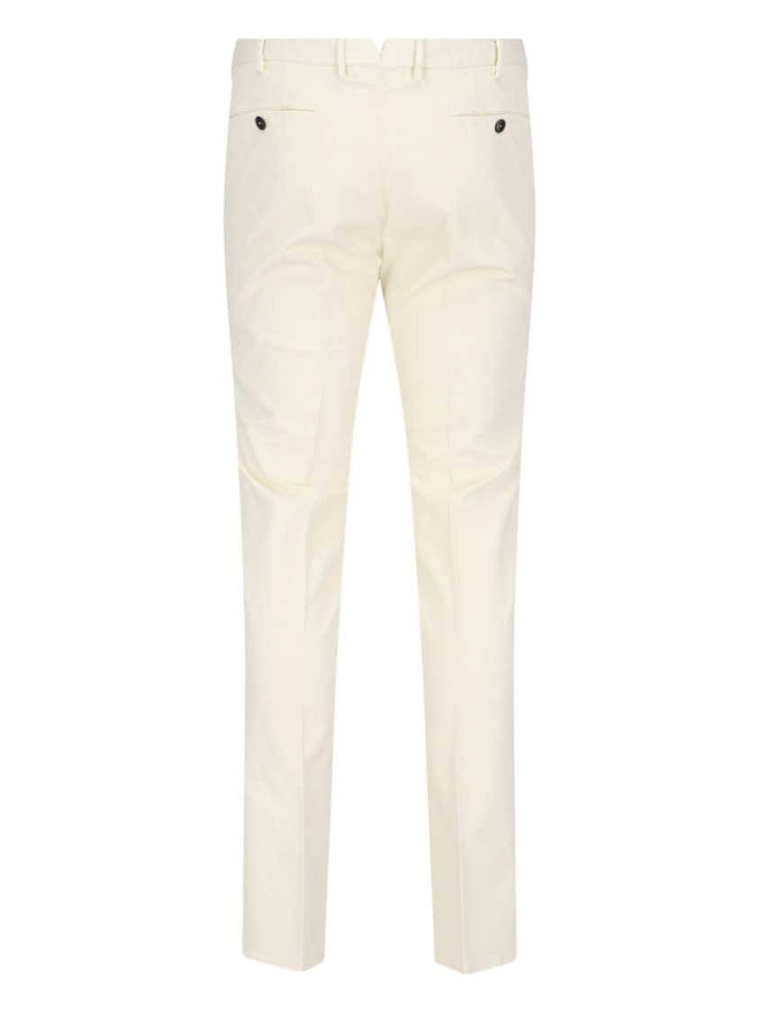Pt Torino Back Slit Stretch Cotton Blend Trousers In Neutrals