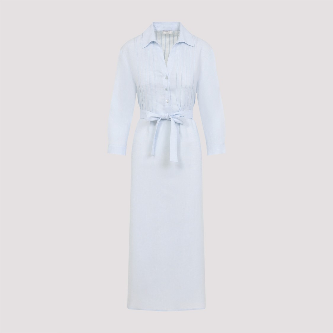 Peserico Chemisier Linen Midi Shirt Dress In Blue