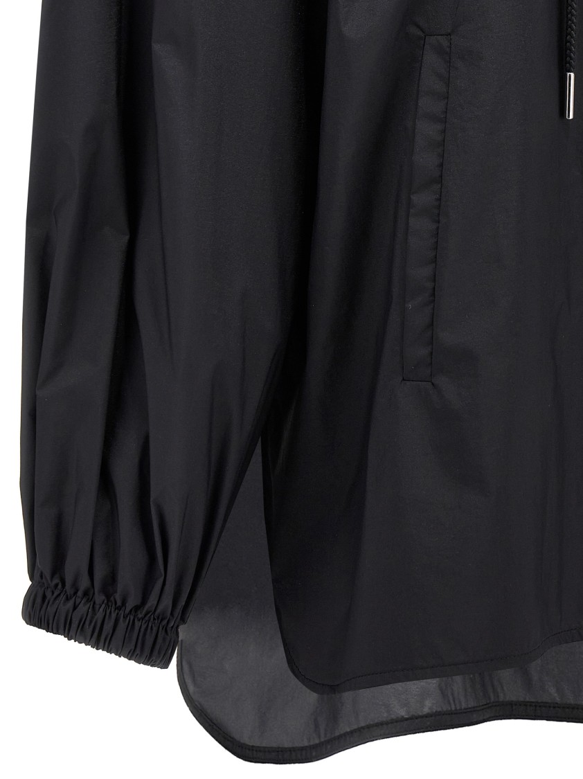 Moncler Ruffled Windbreaker Drawstring Hood In Black