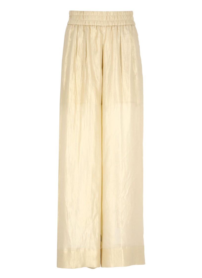 Shop Peserico Aurea Golden Ramie Pants