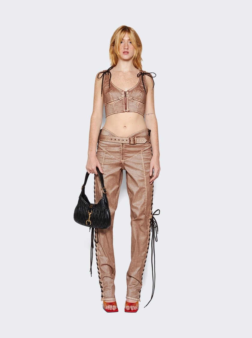 Shop Jean Paul Gaultier Laced Crop Top