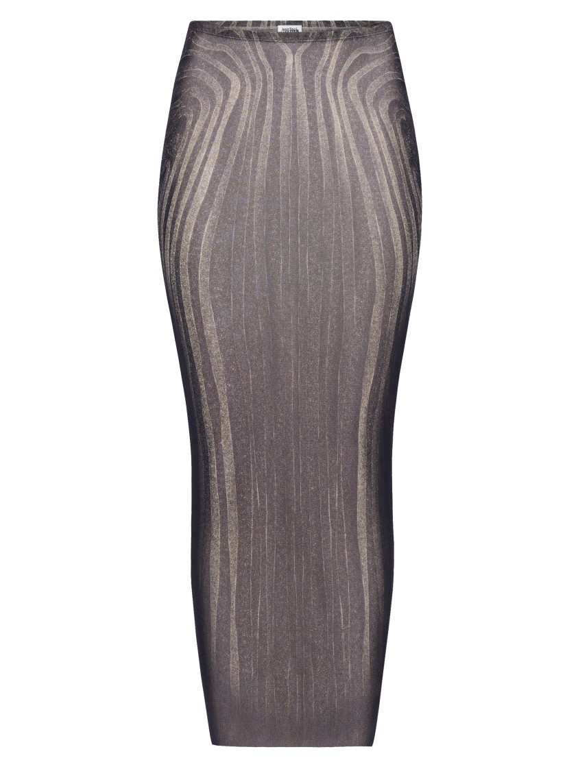 Jean Paul Gaultier Mesh Spiral Printed Long Skirt