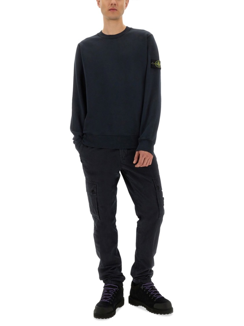Stone Island Regular Fit Sweatshirt In Organic Cotton In Blue