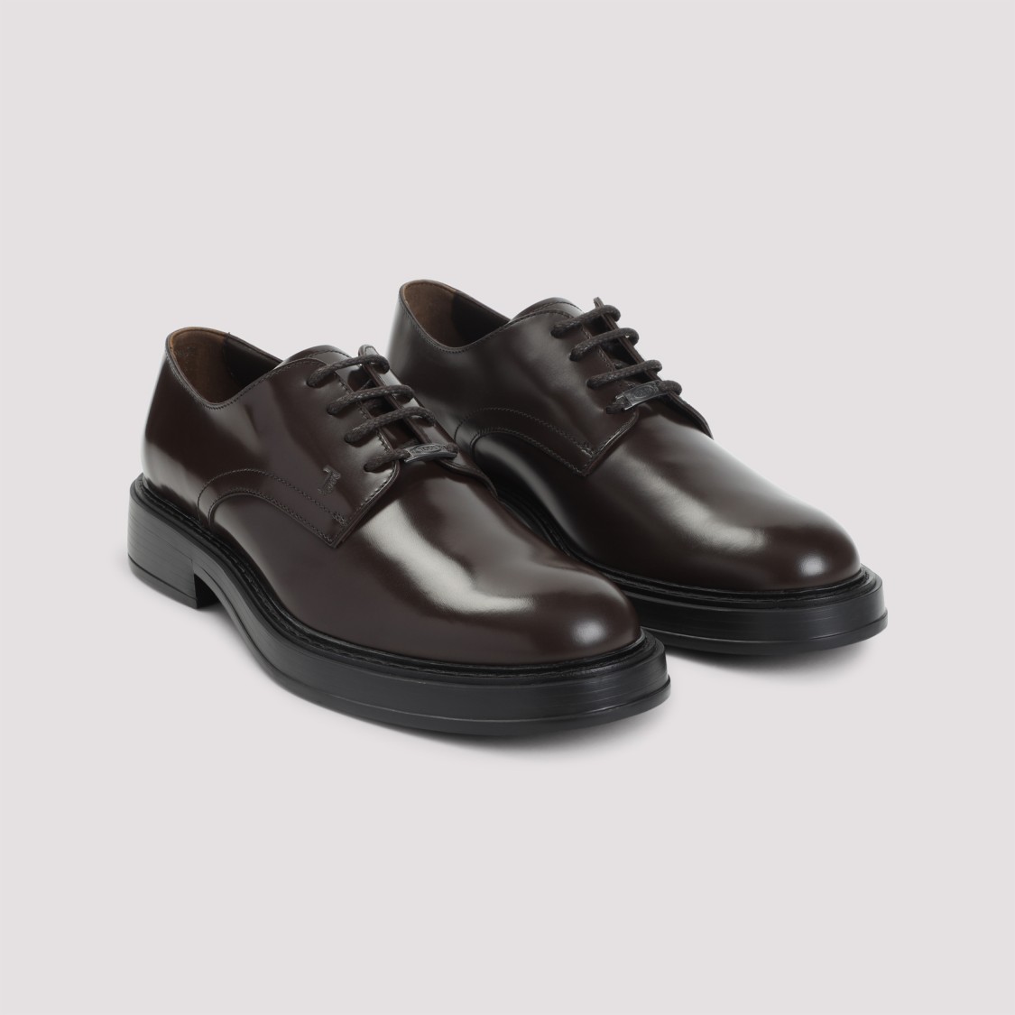 Tod's Refined Brown Leather Lace-up Shoes In Black